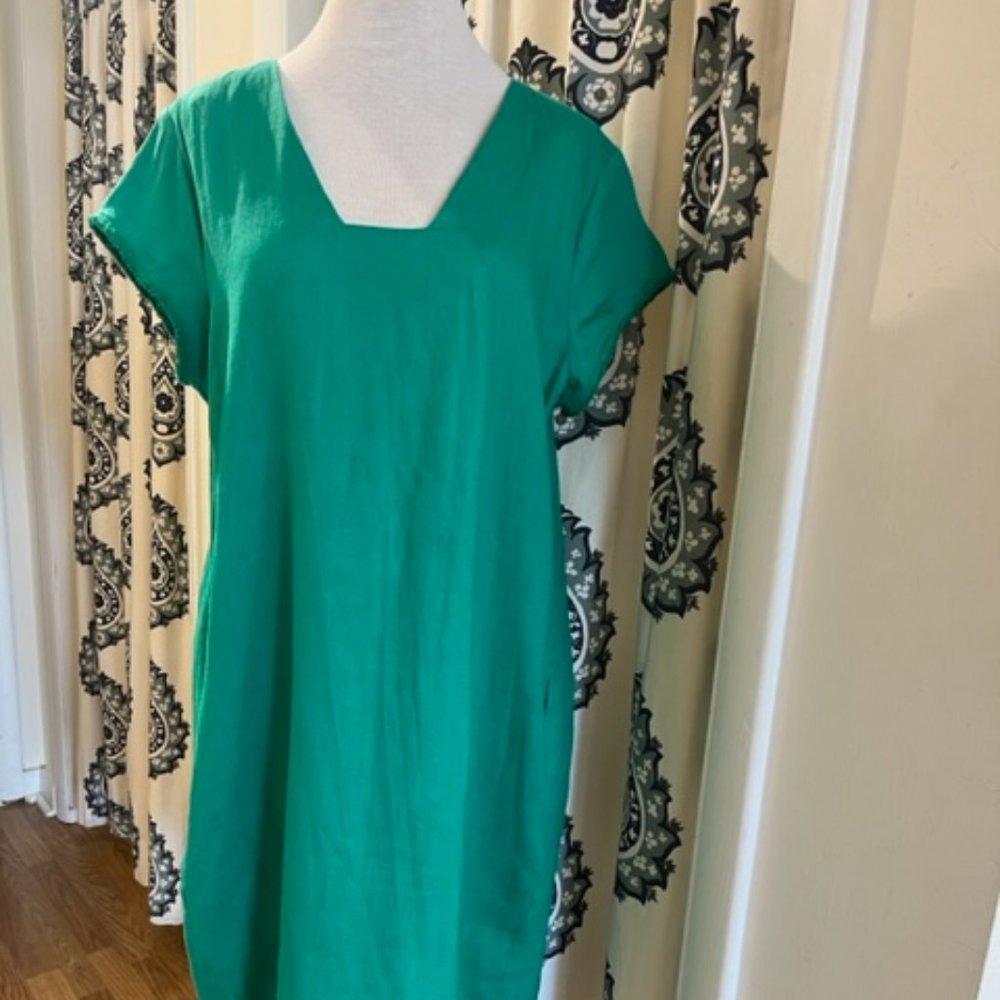 Foil Fringe Linen Dress